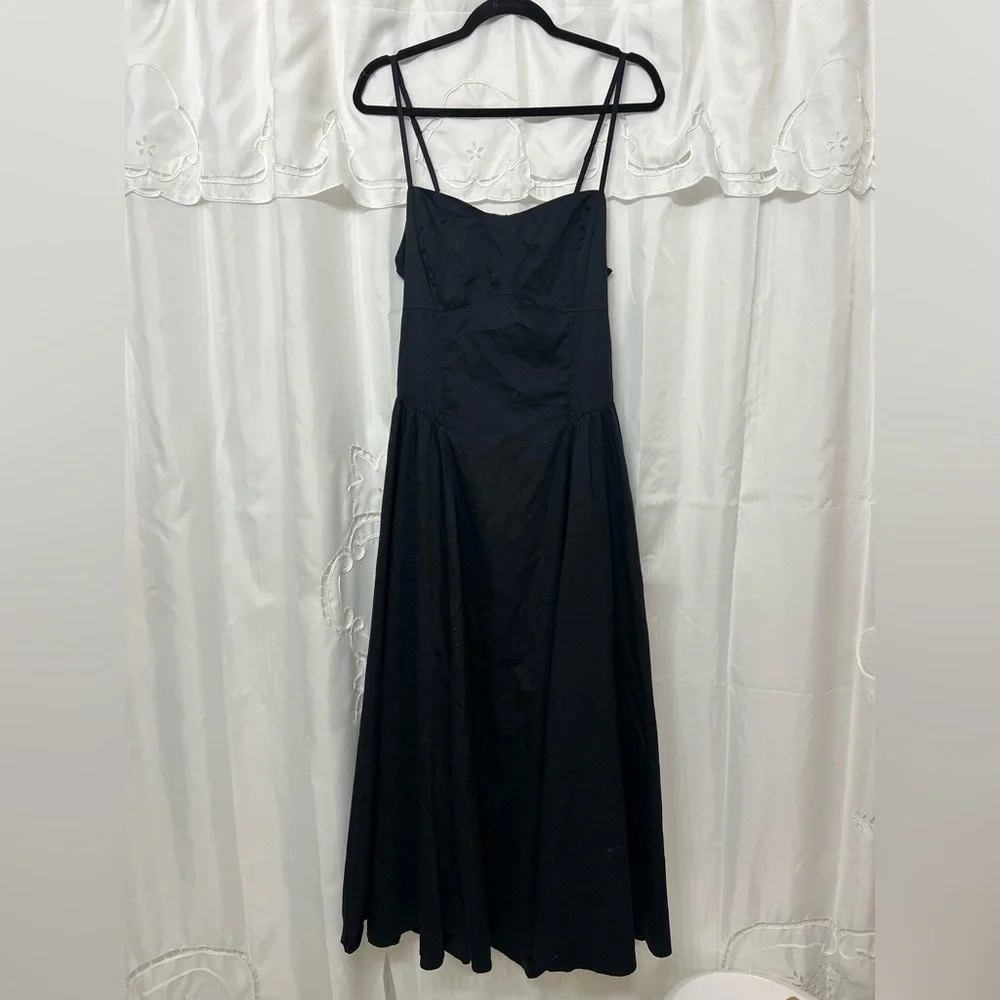 NWT Abercrombie & Fitch Black Dipped Waist Sweetheart Maxi Dress—Size LP